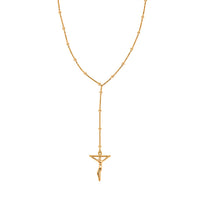 Crucifix Beaded Necklace in Stainless Steel 36 Inches