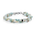 Amazonite 80.00 ctw Beaded 2 Row Bracelet in Stainless Steel (7.25 In) - Sticky add to cart bar