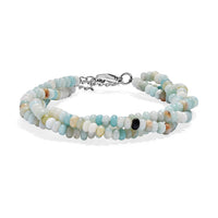 Amazonite 80.00 ctw Beaded 2 Row Bracelet in Stainless Steel (7.25 In)