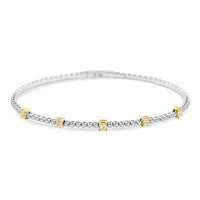 Modani Closeout Deal 14K White and Yellow Gold Natural Yellow and White Diamond (SI) Bangle Bracelet (6.75 In) (4.35 g) 0.90 ctw
