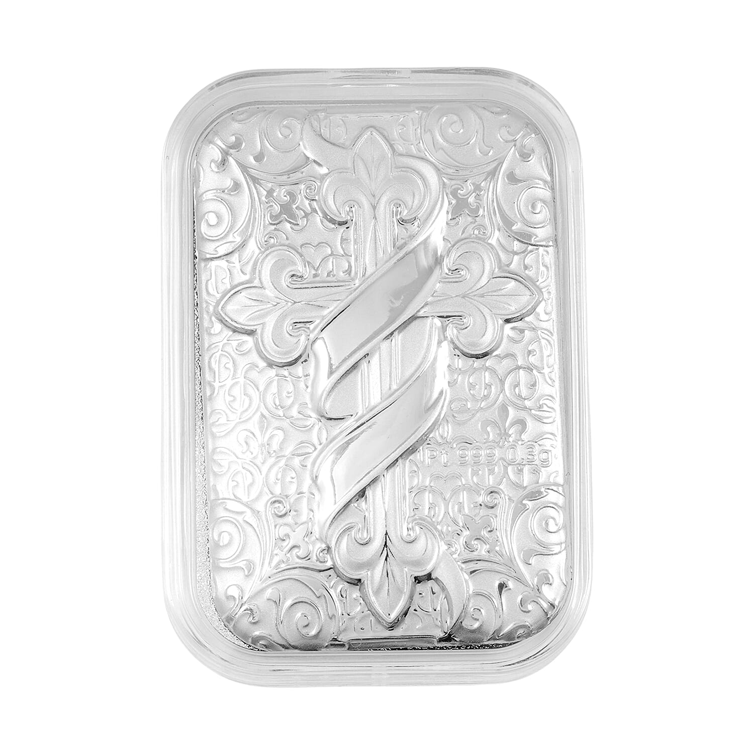 999 Platinum Line of Faith Cross Emboss Bar (31x45.5mm) 0.30g