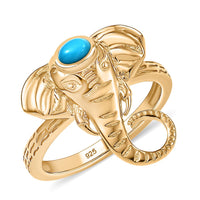 D'Joy Sleeping Beauty Turquoise 0.20 ctw Ring in 18K Yellow Gold Plated Sterling Silver (Size 10.0)