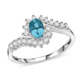 D'Joy Premium Cambodian Blue Zircon and White Zircon 1.25 ctw Ocean Flame Ring in Rhodium Over Sterling Silver (Size 10.0) - Sticky add to cart bar