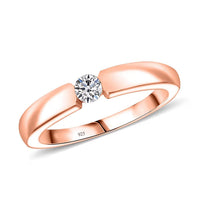 Luxuriant Lab Grown Diamond E-F VS Solitaire Ring in 18K Vermeil RG Over Sterling Silver (Size 10.0) 0.15 ctw