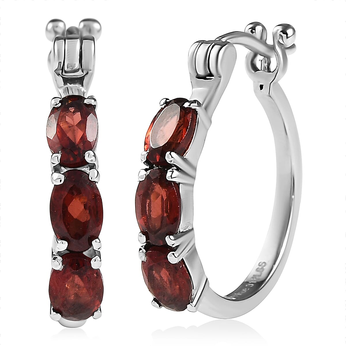 EverTrue African Amethyst Hoop Earrings in Stainless Steel 2.90 ctw