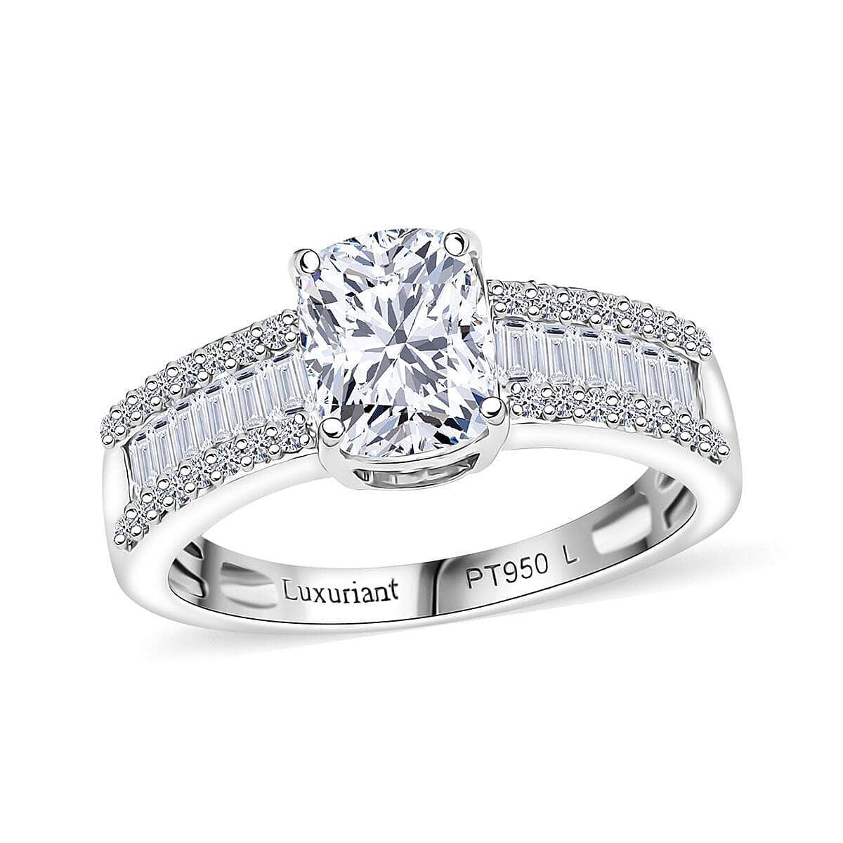 IGI Certified Luxuriant Lab Grown Diamond E-F VS Art Deco Ring in 950 Platinum Size 10.0 2.00 ctw