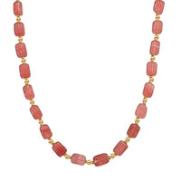 Cherry Quartz 300.00 ctw Beaded Necklace in Goldtone (19-21 Inches)