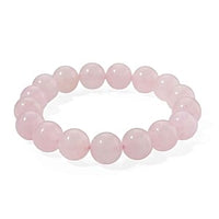 Rose Quartz beads 200.00 ctw Bracelet in Silvertone (7.00-7.50 In)