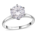 D'Joy 100 Facets Moissanite 2.15 ctw Solitaire Ring in Rhodium Over Sterling Silver (Size 10.0) - Sticky add to cart bar