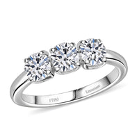 Luxuriant Lab Grown Diamond E-F VS 3 Stone Ring in 18K Vermeil Rose Gold Over Sterling Silver (Size 10.0) 1.00 ctw