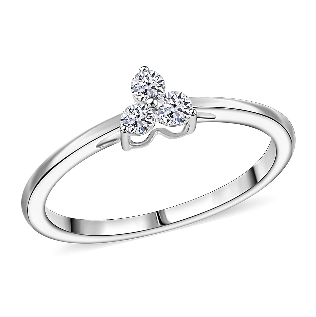 Luxuriant Lab Grown Diamond Elegant Trio Ring in Sterling Silver