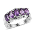 EverTrue African Amethyst 2.40 ctw 5 Stone Ring in Stainless Steel (Size 10.0) - Sticky add to cart bar