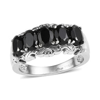 EverTrue African Amethyst 2.40 ctw 5 Stone Ring in Stainless Steel (Size 10.0)