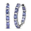 D’Joy Premium Kagem Zambian Emerald, Moissanite Hoop Earrings in Rhodium Over Sterling Silver 4.00 ctw - Sticky add to cart bar