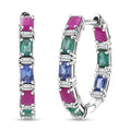 D’Joy Premium Kagem Zambian Emerald, Moissanite Hoop Earrings in Rhodium Over Sterling Silver 4.00 ctw - Sticky add to cart bar