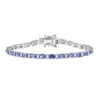 D’Joy Premium Kagem Zambian Emerald, Moissanite Bracelet in Rhodium Over Sterling Silver (6.50 In) 6.45 ctw