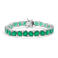 EverTrue Green Onyx and White Zircon 29.85 ctw Bracelet in Platinum Bon (7.25 In)