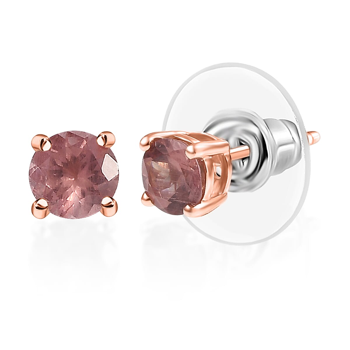 D'Joy Red Apatite 1.00 ctw Flame Studs Earrings in 18K Vermeil Rose Gold Over Sterling Silver