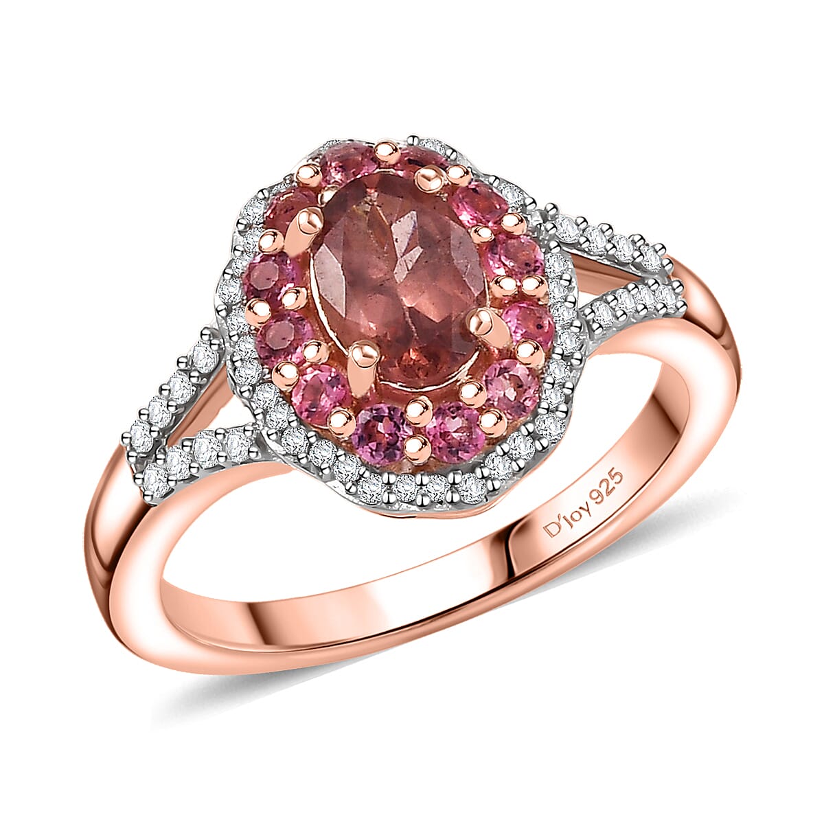 D’Joy Red Apatite, Multi Gemstone Floral Ring in 18K Vermeil RG Over Sterling Silver (Size 10.0) 1.50 ctw