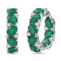 EverTrue Green Onyx and White Zircon 28.50 ctw Hoop Earrings Platinum Bond - Sticky add to cart bar