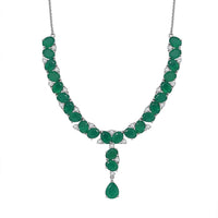 EverTrue Green Onyx and White Zircon 31.85 ctw Necklace 18 Inches Platinum Bond