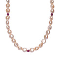 D'Joy Peach Freshwater Pearl and Ruby 2.00 ctw Necklace in 18K Vermeil Yellow Gold Over Sterling Silver 18 Inches - Sticky add to cart bar
