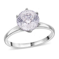 D'Joy Portuguese Cut 161 Facets Moissanite 2.15 ctw Solitaire Ring in Rhodium Over Sterling Silver (Size 10.0) - Sticky add to cart bar
