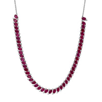 D'Joy Niassa Ruby (FF) and White Zircon 34.30 ctw Crimson Elegance Necklace 18 Inches in Rhodium Over Sterling Silver