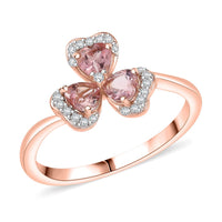 D'Joy Premium Blush Tourmaline, White Zircon Ring in 18K Vermeil RG Over Sterling Silver (Size 10.0) 1.00 ctw