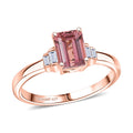 Premium Blush Tourmaline, Luxuriant Lab Grown Diamond (G-H, SI) Ring in 18K Vermeil RG Over Sterling Silver (Size 6.0) 1.25 ctw - Sticky add to cart bar