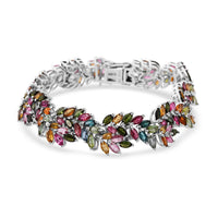 D'Joy Multi-Tourmaline 17.20 ctw Bracelet in Rhodium Over Sterling Silver (6.50 In)