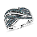 D’Joy Blue Diamond 0.50 ctw Bypass Ring in Rhodium Over Sterling Silver (Size 10.0) - Sticky add to cart bar