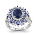 D'Joy Kashmir Kyanite, Multi Gemstone Ring in Rhodium Over Sterling Silver (Size 10.0) 5.15 ctw - Sticky add to cart bar