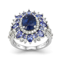 D'Joy Kashmir Kyanite, Multi Gemstone Ring in Rhodium Over Sterling Silver (Size 10.0) 5.15 ctw