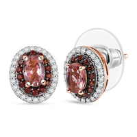 D'Joy Premium Blush Tourmaline, White and Chocolate Zircon 1.75 ctw Gilded Bloom Earrings in 18K Vermeil Rose Gold Over Sterling Silver