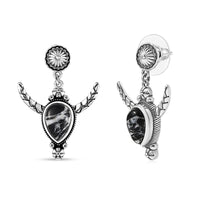 D'Joy Artisan Crafted White Buffalo 4.10 ctw Horn of the Ancients Earrings in Sterling Silver