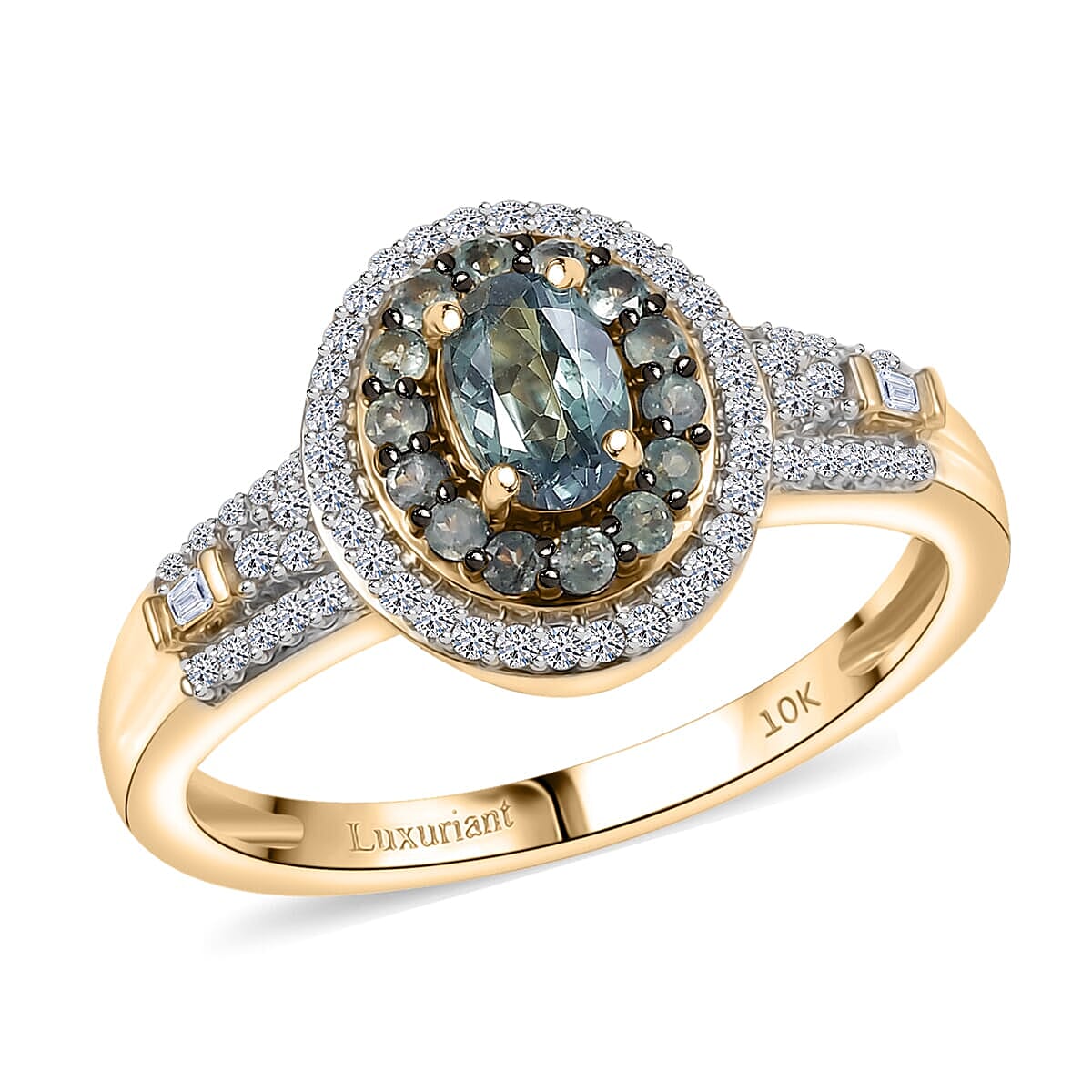 10K Yellow Gold AAA Narsipatnam Alexandrite, Luxuriant Lab Grown Diamond (E-F, VS) Ring (Size 10.0) 1.05 ctw