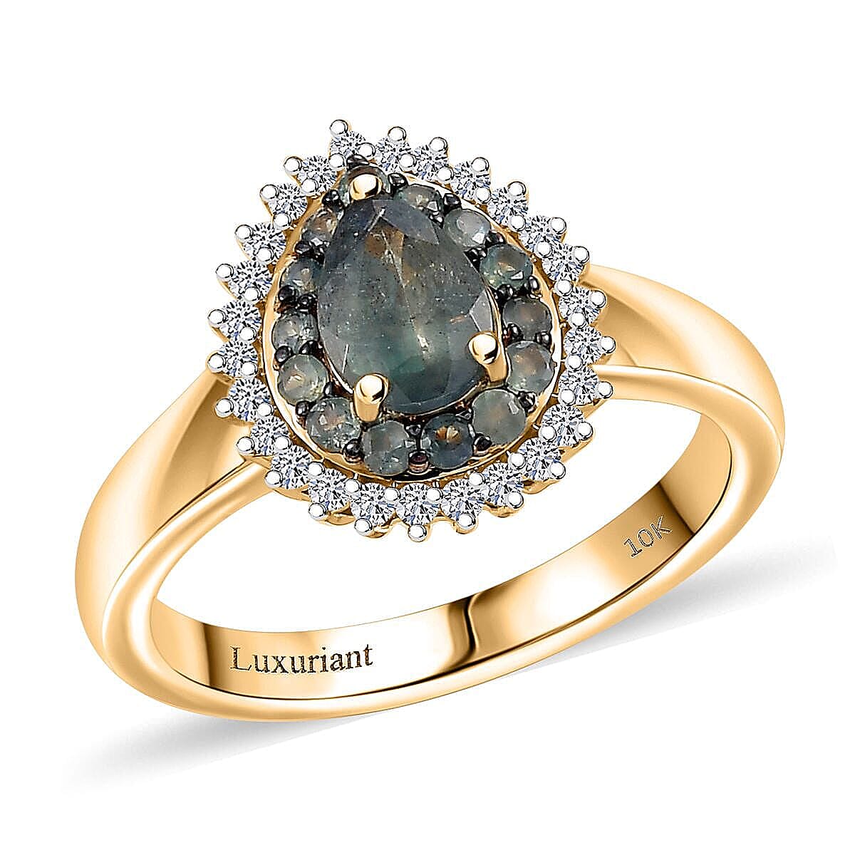 10K Yellow Gold AAA Narsipatnam Alexandrite, Luxuriant Lab Grown Diamond (E-F, VS) Majestic Mirage Ring (Size 10.0) 1.05 ctw