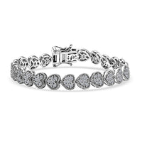 Luxuriant Lab Grown Diamond G-H SI 4.00 ctw Heartstrings Bracelet in Rhodium Over Sterling Silver (7.25 In)
