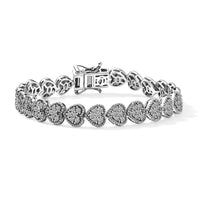 Luxuriant Lab Grown Diamond G-H SI 4.00 ctw Heartstrings Bracelet in Rhodium Over Sterling Silver (7.25 In)