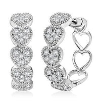 Luxuriant Lab Grown Diamond G-H SI 1.50 ctw Heartstrings Hoop Earrings in Rhodium Over Sterling Silver