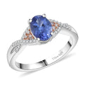 D’Joy Tanzanite, Natural Pink and White Diamond Ring in 18K Vermeil RG and Rhodium Over Sterling Silver (Size 10.0) 1.37 ctw - Sticky add to cart bar