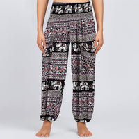 Tamsy Wine Elephant Harem Pant with 2 Pockets - One Size Fits Most