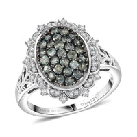 D'Joy Narsipatnam Alexandrite, Moissanite Ring in Rhodium Over Sterling Silver (Size 7.0) 1.35 ctw
