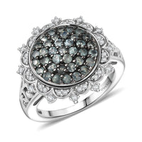 D'Joy Narsipatnam Alexandrite, Moissanite Ring in Rhodium Over Sterling Silver (Size 7.0) 1.35 ctw