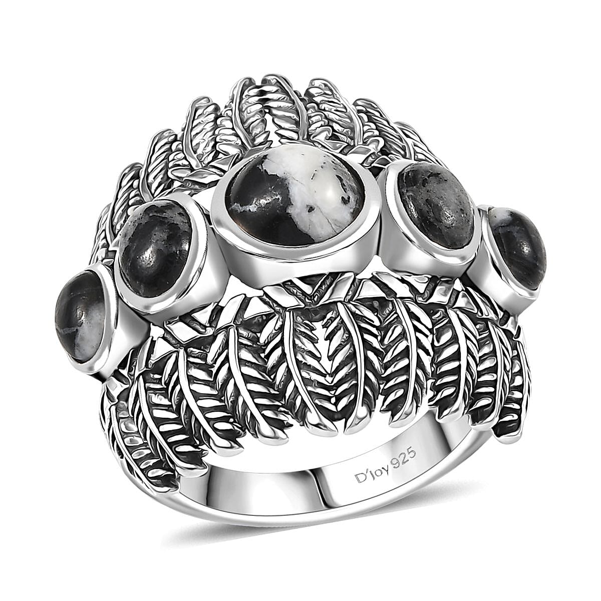 D’Joy Artisan Crafted White Buffalo 4.85 ctw Ring in Sterling Silver (Size 10.0)