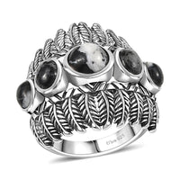 D’Joy Artisan Crafted White Buffalo 4.85 ctw Ring in Sterling Silver (Size 10.0)