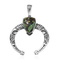 D'Joy Artisan Crafted Whispering Web Turquoise 3.70 ctw Squash Blossom Pendant without Chain in Sterling Silver - Sticky add to cart bar
