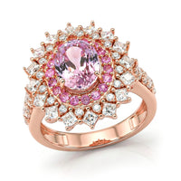 D'Joy Martha Rocha Kunzite, Multi Gemstone Dahlia Bloom Ring in 18K Vermeil RG Over Sterling Silver (Size 10.0) 4.00 ctw