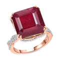 D’Joy Asscher Cut Niassa Ruby (FF), White Zircon Ring in 18K Vermeil RG Over Sterling Silver (Size 10.0) 22.60 ctw - Sticky add to cart bar